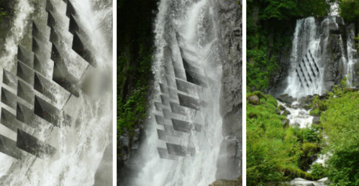 Waterval maakt kunstwerk