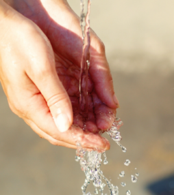 Handen wassen voor het plassen