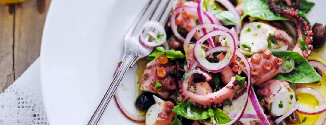 Salade van gestoofde octopus