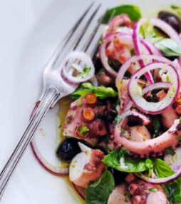 Salade van gestoofde octopus